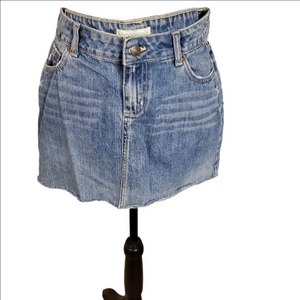 Aeropostale blue wash raw hem jean mini skirt size 7/8 juniors